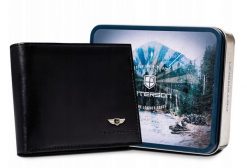 Portfel skórzany Peterson [DH] PTN 380-P czarny. Czarne portfele męskie Peterson, bez wzorów, ze skóry. Za 104.00 zł.