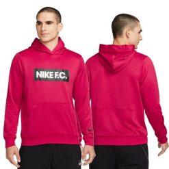 Bluza sportowa męska Nike FC Libero Dri-Fit treningowa kangurka z kapturem. Czerwone bluzy nierozpinane męskie Nike, m, bez wzorów, z dresówki, sportowe, bez ramiączek, z kapturem. Za 220.71 zł.