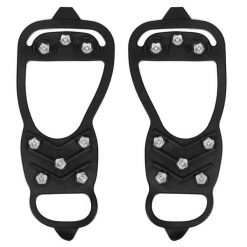 Raczki na buty turystyczne, antypoślizgowe nakładki kolce rozmiar 41-45 czarne. Czarne buty trekkingowe męskie SPRINGOS, bez wzorów, sportowe, bez obcasa, bez zapięcia. Za 11.99 zł.