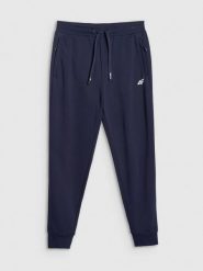 4F Spodnie dresowe joggery męskie - granatowe M. Niebieskie spodnie dresowe męskie 4f, bez wzorów, z dresówki. Za 149.99 zł.