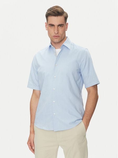 BOSS Koszula Rash_2 50537332 Błękitny Regular Fit. Niebieskie koszule męskie Boss, m, bez wzorów, z bawełny, bez kołnierzyka, bez ramiączek. Za 379.99 zł.