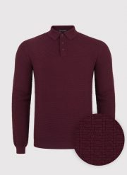 PAKO LORENTE – Bawełniany sweter polo w kolorze bordowym P23WF-2X-010-D-0. Czerwone swetry męskie Pako Lorente, bez wzorów, z bawełny, bez kołnierzyka, bez ramiączek. Za 149.99 zł.
