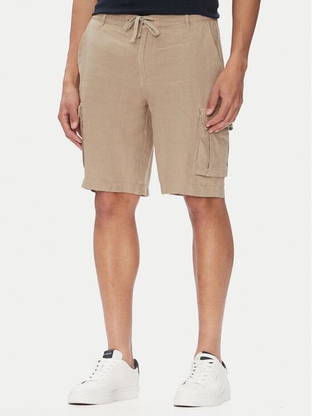 Aeronautica Militare Szorty materiałowe 251BE254CT3508 Beżowy Regular Fit. Brązowe szorty męskie Aeronautica Militare, bez wzorów, ze lnu. Za 759.99 zł.