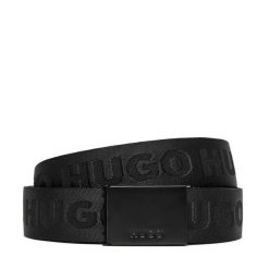 Pasek Męski HUGO. Czarne paski męskie Hugo, bez wzorów. Za 219.99 zł.