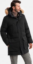 Kurtka męska Ombre Ocieplana męska długa kurtka parka z rozpinanym dołem czarna V3 OM-JALJ-0184 XXL. Czarne kurtki męskie Ombre, m, bez wzorów, bez ramiączek, bez kaptura. Za 499.99 zł.