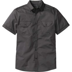 Koszula z krótkim rękawem Slim Fit bonprix antracytowy. Szare koszule męskie bonprix, m, bez wzorów, bez kołnierzyka, bez ramiączek. Za 37.99 zł.