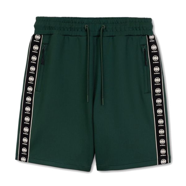 Spodenki męskie Pitbull Track Shorts Powers. Zielone szorty sportowe męskie PITBULL, bez wzorów, sportowe. Za 139.99 zł.