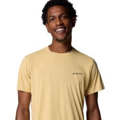 Koszulka sportowa męska Columbia Zero Rules. Żółte t-shirty sportowe męskie Columbia, m, bez wzorów, z poliesteru, sportowe, bez ramiączek. W wyprzedaży za 141.20 zł.