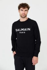BALMAIN Czarna bluza Printed Sweatshirt. Czarne bluzy nierozpinane męskie Balmain, m, bez wzorów, bez ramiączek, bez kaptura. W wyprzedaży za 1,999.99 zł.