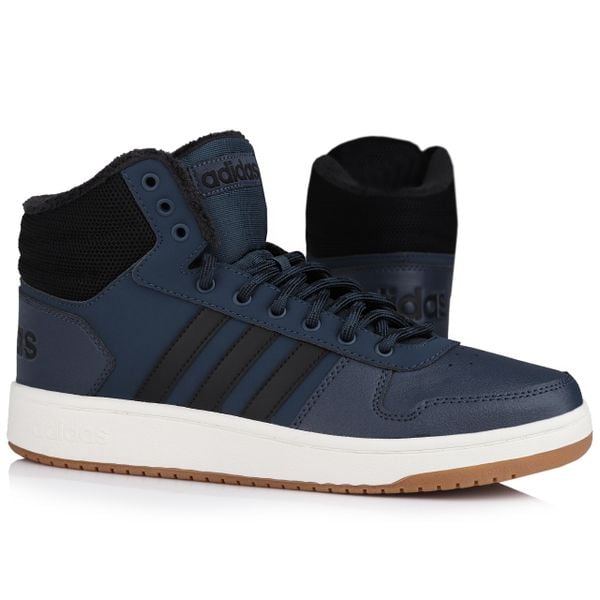 Buty męskie sportowe Adidas HOOPS 2.0 MID. Niebieskie buty sportowe na co dzień męskie ADIDAS, m, bez wzorów, casualowe, bez ramiączek, bez kaptura. W wyprzedaży za 249.00 zł.