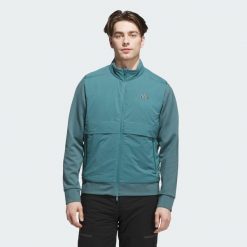 Kurtka Ultimate365 Tour Frostguard Full-Zip. Niebieskie kurtki męskie ADIDAS, bez wzorów, sportowe, bez ramiączek, bez kaptura. Za 999.00 zł.
