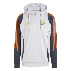 Bluza treningowa Benfica Lisbonne Tiro 2024/25. Szare bluzy z kapturem męskie ADIDAS, bez wzorów, z materiału, z kapturem. Za 255.30 zł.