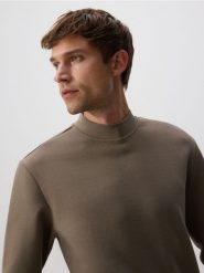 Bluza ze stójką - beżowy. Brązowe bluzy nierozpinane męskie Reserved, l, bez wzorów, z bawełny, bez ramiączek, bez kaptura. Za 99.99 zł.