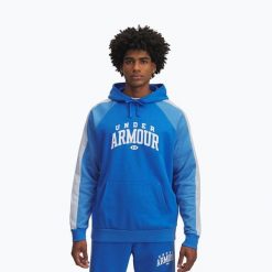 Bluza Under Armour Rival Fleece Colorblock Hoodie. Niebieskie bluzy nierozpinane męskie Under Armour, bez wzorów, sportowe, bez ramiączek, bez kaptura. Za 169.99 zł.