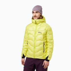 Kurtka puchowa męska Jack Wolfskin Alpspitze Down Hoody. Żółte kurtki narciarskie i snowboardowe męskie Jack Wolfskin, na zimę, m, bez wzorów, z puchu, bez kaptura, narciarskie. Za 1,299.00 zł.