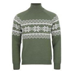 Sweter z wysokim dekoltem Peak Mountain Clyde. Zielone swetry męskie Peak Mountain, bez wzorów, sportowe, bez kołnierzyka, bez ramiączek. W wyprzedaży za 286.50 zł.