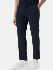 Calvin Klein Spodnie materiałowe LV04LF609G Granatowy Straight Fit. Niebieskie spodnie na co dzień męskie Calvin Klein, bez wzorów, z materiału. Za 369.99 zł.