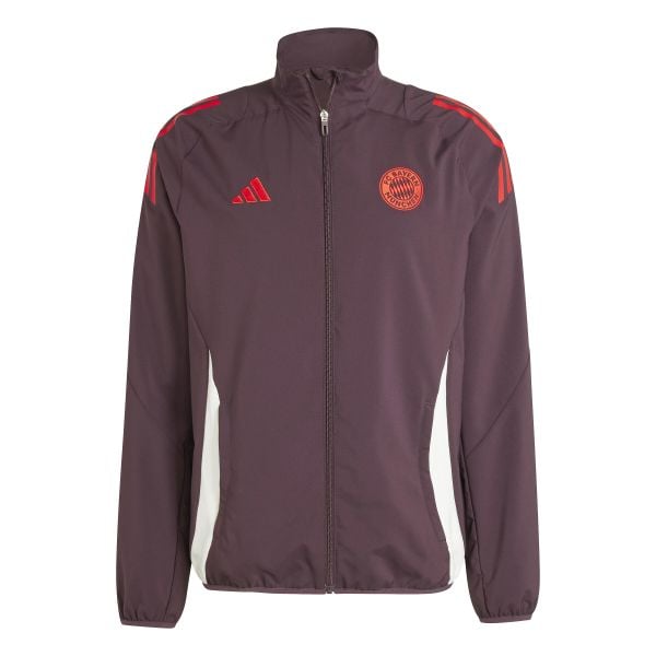 Bluza dresowa Prematch Bayern Munich 2024/25. Czerwone bluzy nierozpinane męskie ADIDAS, bez wzorów, z dresówki, sportowe, bez ramiączek, bez kaptura. W wyprzedaży za 264.00 zł.