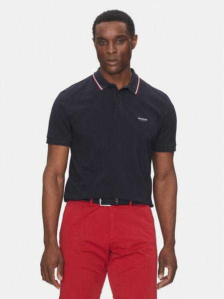 Hechter Paris Polo 74018 151902 Granatowy Regular Fit. Niebieskie koszulki polo męskie Hechter Paris, m, bez wzorów, z bawełny, bez kołnierzyka, bez ramiączek. Za 139.99 zł.