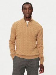 Tommy Hilfiger Sweter Classic MW0MW36532 Beżowy Regular Fit. Brązowe kardigany męskie Tommy Hilfiger, bez wzorów, z bawełny, bez kołnierzyka, bez ramiączek. Za 699.99 zł.