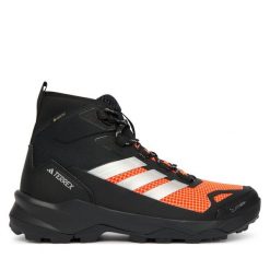 Trekkingi adidas. Brązowe buty zimowe męskie ADIDAS, bez wzorów, z gore-texu, sportowe, bez obcasa, bez zapięcia. Za 699.99 zł.