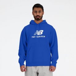 Bluza męska New Balance MT41501BUL – niebieska. Niebieskie bluzy nierozpinane męskie New Balance, m, z aplikacjami, z bawełny, klasyczne, bez ramiączek, bez kaptura. Za 149.99 zł.