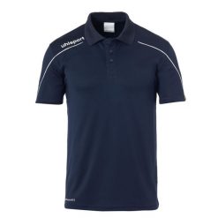 Polo Uhlsport Stream 22. Białe koszulki polo męskie Uhlsport, bez wzorów, z materiału, sportowe, bez kołnierzyka, bez ramiączek. Za 148.50 zł.