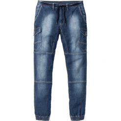 Dżinsy bez zamka w talii Slim Fit Tapered bonprix niebieski "stone used". Niebieskie jeansy męskie bonprix, z jeansu. Za 79.99 zł.