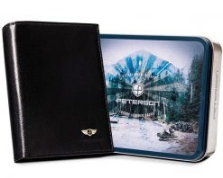 Portfel skórzany RFID Peterson [DH] PTN 365 2-1-1-9634 B czarny. Czarne portfele męskie Peterson, bez wzorów, ze skóry. Za 104.00 zł.