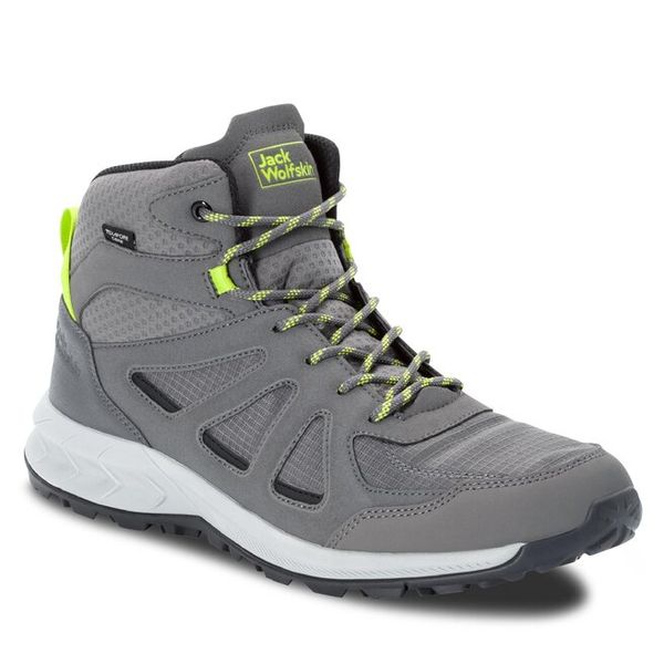 Trekkingi Jack Wolfskin. Szare buty trekkingowe męskie Jack Wolfskin, bez wzorów, sportowe, bez obcasa, bez zapięcia. Za 359.99 zł.