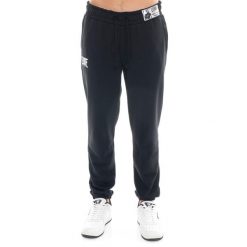 Spodnie dresowe Leone 1947 Apprel z gumką i sznurkiem. Idealne na co dzień. Czarne spodnie na co dzień męskie LEONE 1947 APPAREL, bez wzorów, z bawełny, sportowe. W wyprzedaży za 112.15 zł.