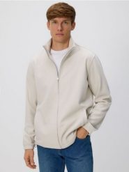 Bluza ze stójką - złamana biel. Bluzy nierozpinane męskie Reserved, l, bez wzorów, z dzianiny, bez ramiączek, bez kaptura. Za 149.99 zł.