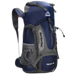 Plecak trekkingowy 60 L turystyczny survival z gwizdkiem granatowy. Niebieskie plecaki męskie SPRINGOS, bez wzorów. Za 131.99 zł.