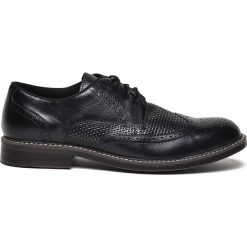 PÓŁBUTY MĘSKIE. Czarne eleganckie półbuty męskie TOP SECRET, ze skóry, eleganckie, bez obcasa, bez zapięcia. W wyprzedaży za 129.99 zł.