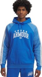 Under Armour Bluza męska Rival Fleece Colorblock Hoodie niebieska 6003958 402 XL. Niebieskie bluzy nierozpinane męskie Under Armour, m, bez wzorów, bez ramiączek, bez kaptura. Za 249.98 zł.