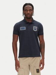 Aeronautica Militare Polo 251PO1851P344 Granatowy Regular Fit. Niebieskie koszulki polo męskie Aeronautica Militare, m, bez wzorów, z bawełny, bez kołnierzyka, bez ramiączek. Za 399.99 zł.