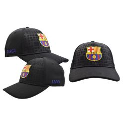 Czapka z daszkiem FC Barcelona Jr - oficjalna licencjonowana. Czarne czapki męskie FC Barcelona, bez wzorów, sportowe. Za 99.00 zł.