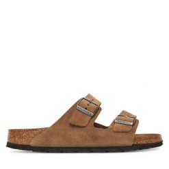 Klapki Birkenstock. Brązowe klapki i japonki męskie Birkenstock, bez wzorów. Za 469.99 zł.