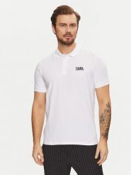 KARL LAGERFELD Polo 745088 551235 Biały Regular Fit. Białe koszulki polo męskie KARL LAGERFELD, m, bez wzorów, z bawełny, bez kołnierzyka, bez ramiączek. Za 259.99 zł.