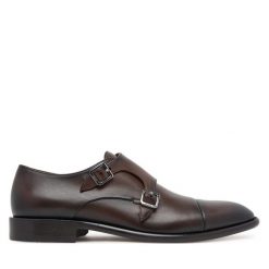 Półbuty BOSS. Brązowe eleganckie półbuty męskie Boss, wizytowe, bez obcasa, bez zapięcia. Za 1,399.00 zł.