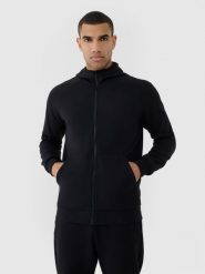 4F Bluza dresowa rozpinana z kapturem męska - czarna L. Czarne bluzy rozpinane męskie 4f, l, bez wzorów, z bawełny, z kapturem. W wyprzedaży za 99.99 zł.