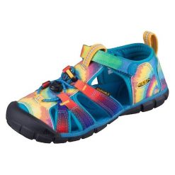 Sandały Keen skórzane niebieskie na lato. Niebieskie buty zimowe męskie Keen, na lato, bez wzorów, ze skóry, sportowe, bez obcasa, bez zapięcia. Za 276.60 zł.
