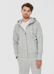 Rozpinana bluza dresowa w szarym kolorze. Szare bluzy rozpinane męskie Pako Lorente, xxl, bez wzorów, z bawełny, bez ramiączek, z kapturem. Za 99.99 zł.
