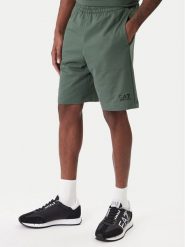 EA7 Emporio Armani Szorty sportowe 8NPS65 PJVRZ U7260 Zielony Regular Fit. Zielone szorty sportowe męskie EA7 Emporio Armani, bez wzorów, z bawełny, sportowe. Za 319.99 zł.