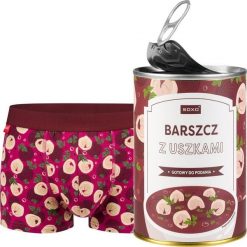 Soxo Męskie Bokserki Barszcz czerwony w puszce idealny zabawny prezent dla Niego L. Czerwone bokserki męskie Soxo, l, bez wzorów. Za 45.99 zł.