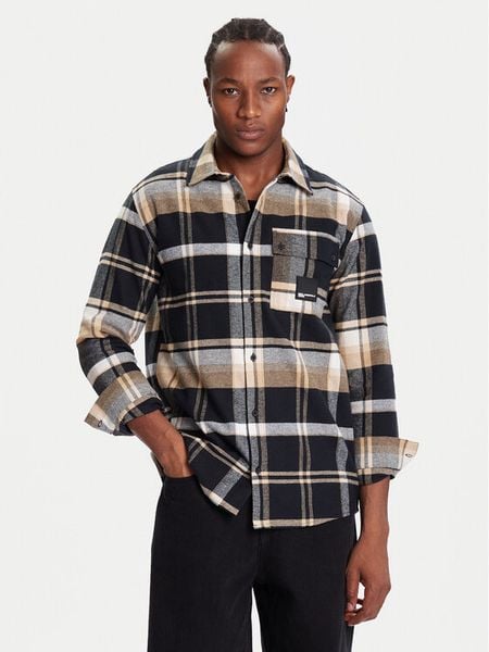 Karl Lagerfeld Jeans Koszula A4M16004 Brązowy Regular Fit. Brązowe koszule męskie Karl Lagerfeld Jeans, l, bez wzorów, z bawełny, bez kołnierzyka, bez ramiączek. Za 579.99 zł.