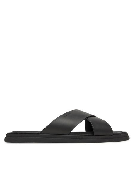 Calvin Klein Klapki Criss Cross Sandal HM0HM01737 Czarny. Czarne klapki i japonki męskie Calvin Klein, bez wzorów, ze skóry. Za 369.99 zł.