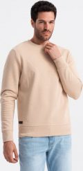 Ombre Nierozpinana bawełniana męska bluza dresowa BASIC beżowa V6 OM-SSBN-0159 S. Brązowe bluzy nierozpinane męskie Ombre, m, bez wzorów, z bawełny, bez ramiączek, bez kaptura. Za 139.99 zł.
