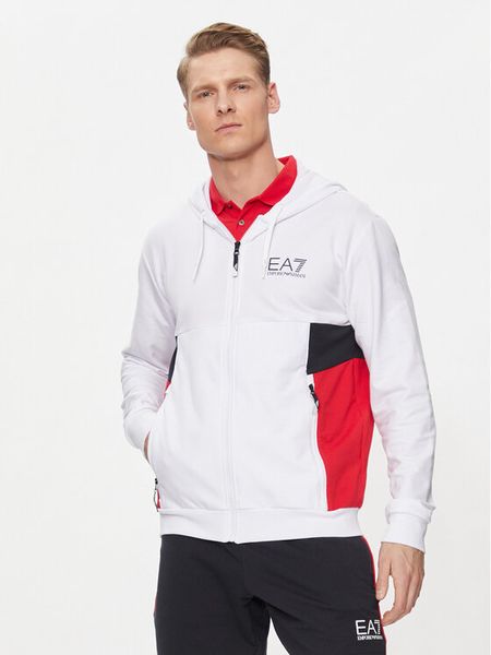 EA7 Emporio Armani Bluza 3DPM15 PJLIZ 1100 Biały Regular Fit. Białe bluzy rozpinane męskie EA7 Emporio Armani, l, bez wzorów, z syntetyku, bez ramiączek, bez kaptura. Za 319.99 zł.