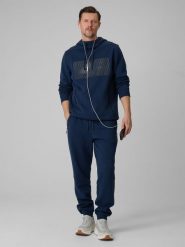 4F Spodnie dresowe joggery męskie - granatowe S. Niebieskie spodnie dresowe męskie 4f, bez wzorów, z bawełny. Za 179.99 zł.